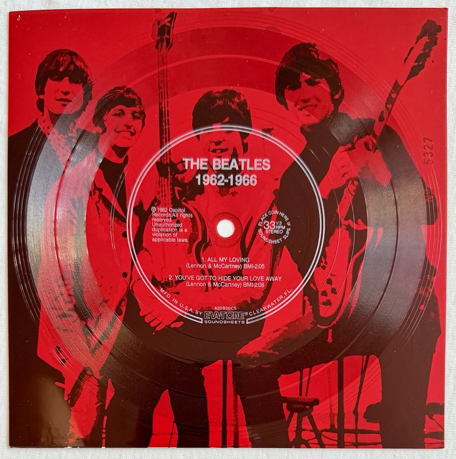 THE BEATLES - 1962-1966 - Rare USA Musicland flexi disc / Picture Backed Disc