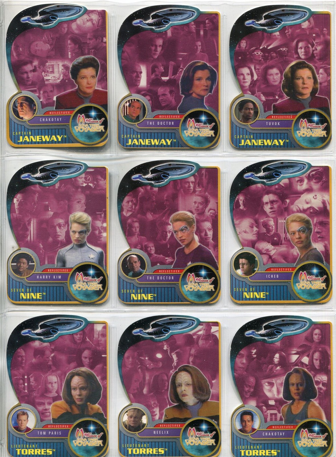 Star Trek Women Of Voyager Holofex Complete Reflectifex Chase Card Set R1-9