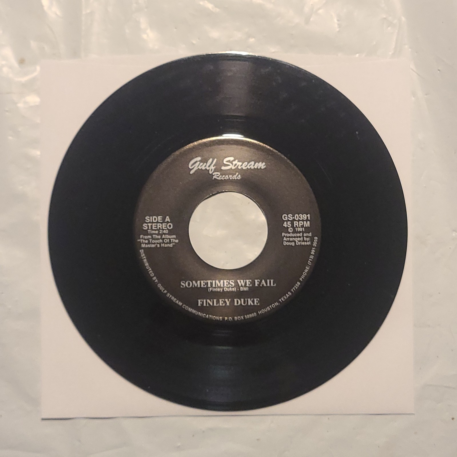 Finley Duke - Sometimes We Fail/  Same - Gulf Stream 45 RPM Record