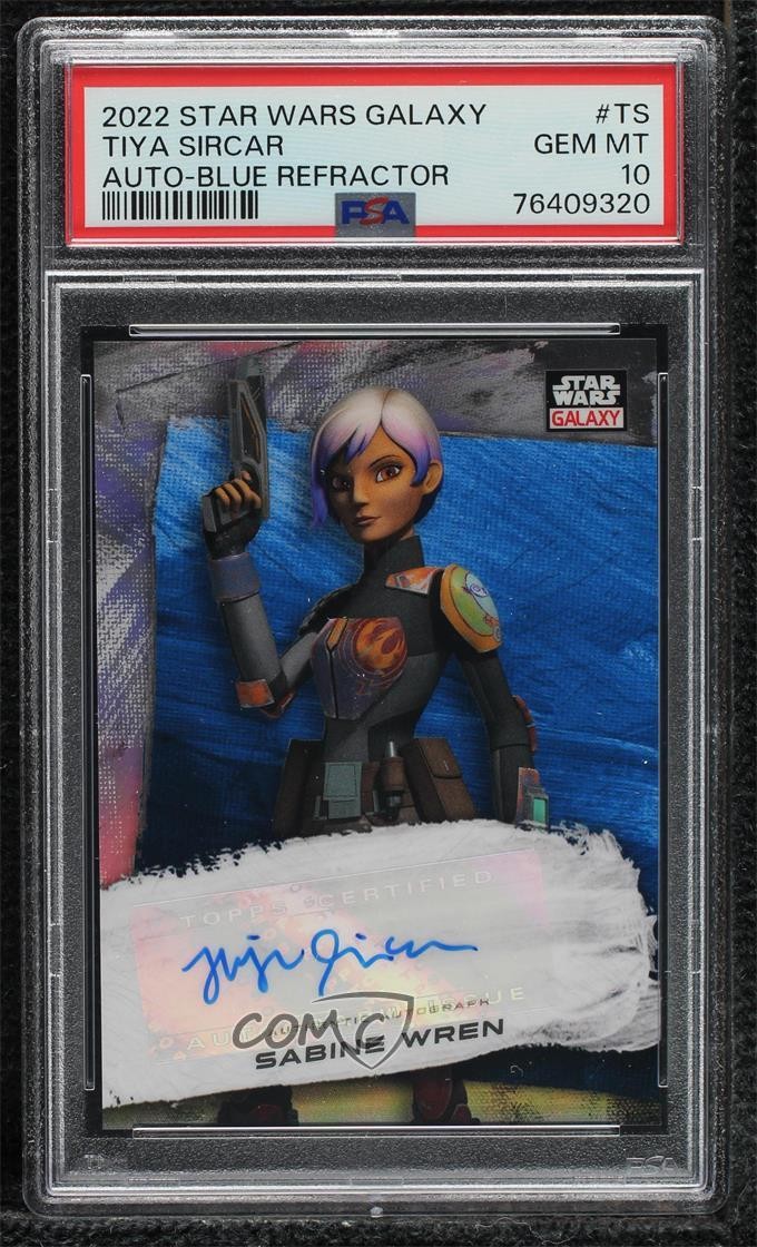 2022 Chrome Star Wars Galaxy Blue Refractor Tiya Sircar as Sabine Wren Auto 0b3o